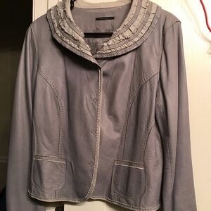 Elie Tahari Gray leather jacket size - LG